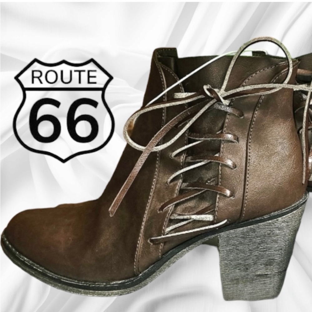 NWT! ROUTE 66 BROWN ANKLE BOOTS SZ 9